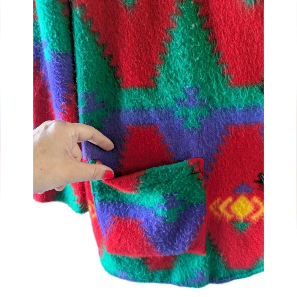 David Wayne Vintage Fleece Southwest Print Two Button Jacket Women's Large - Picture 6 of 11